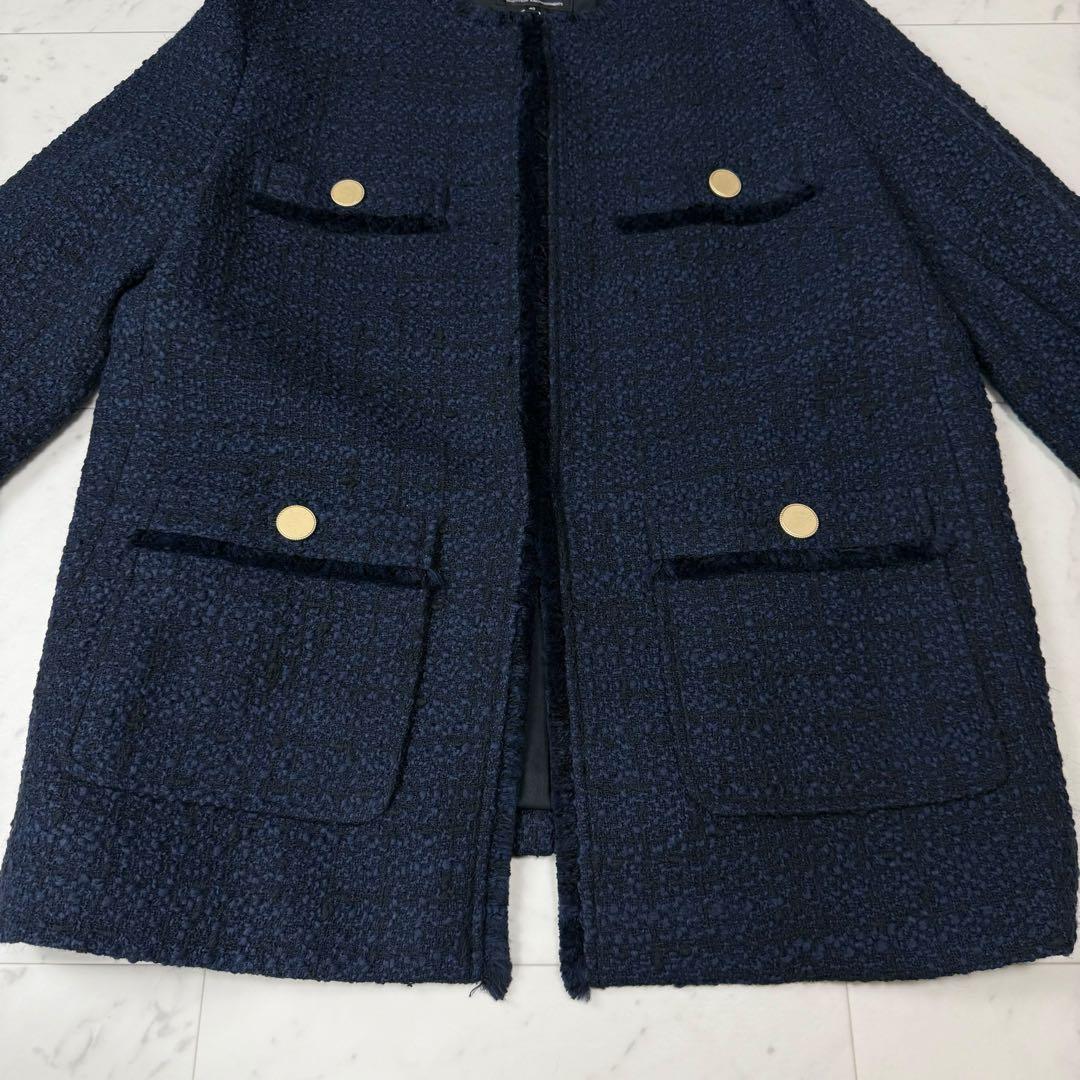 新品 23区2023AW GIOLICA ツイード ジャケット ネイビー 40