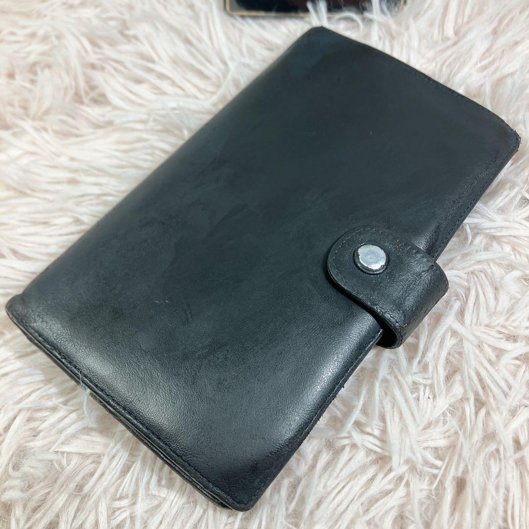 CHANEL ラムスキン ココマーク がま口 長財布 ギャランティカード 黒