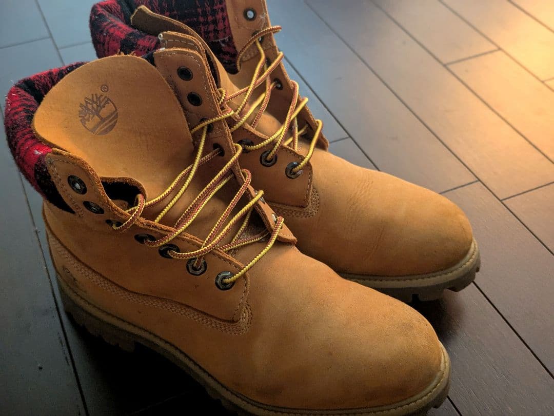【希少】Timberland × Woolrich コラボブーツ 赤チェック