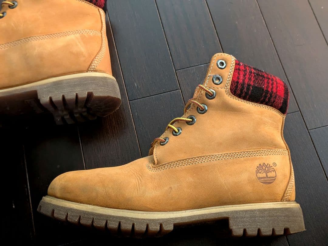 【希少】Timberland × Woolrich コラボブーツ 赤チェック