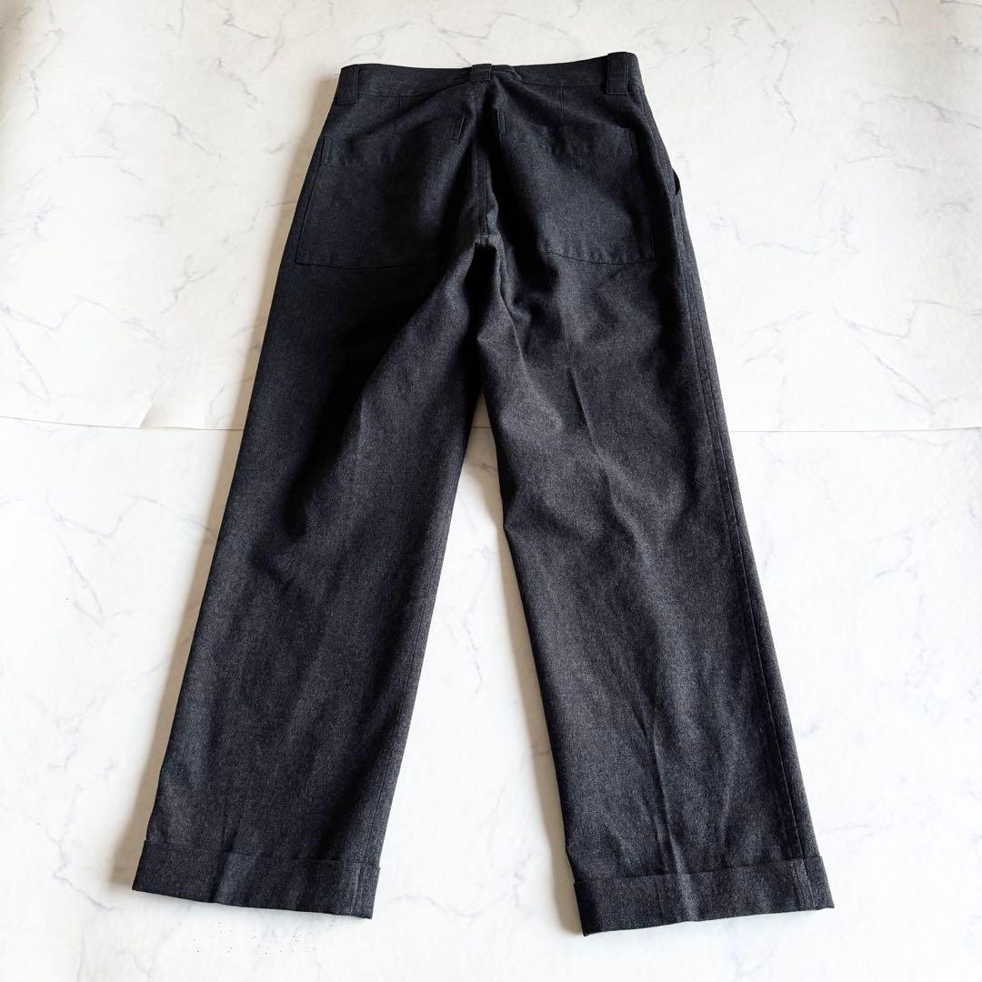 極美品 2022AW マーガレットハウエル ウールコットンツイルトラウザーズ S
