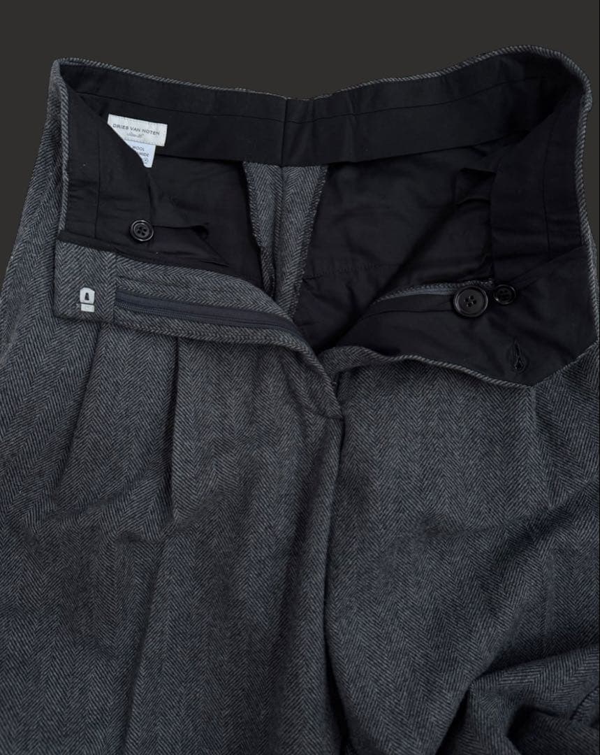 2020AW DRIES VAN NOTENウール ヘリンボーン カーゴ パンツ