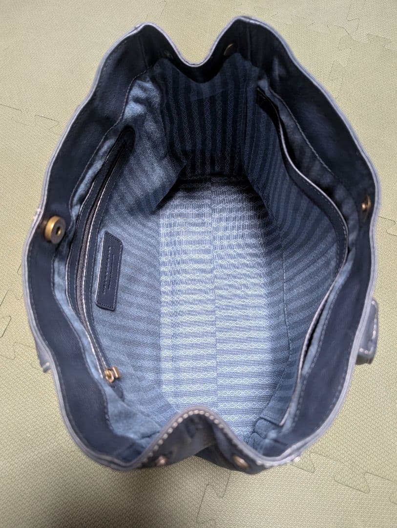 【極美品】マザーハウス トートバッグ 本革 ネイビー 間口2way A4収納可