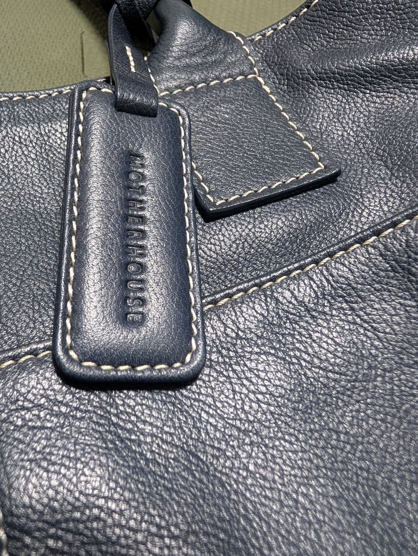 【極美品】マザーハウス トートバッグ 本革 ネイビー 間口2way A4収納可