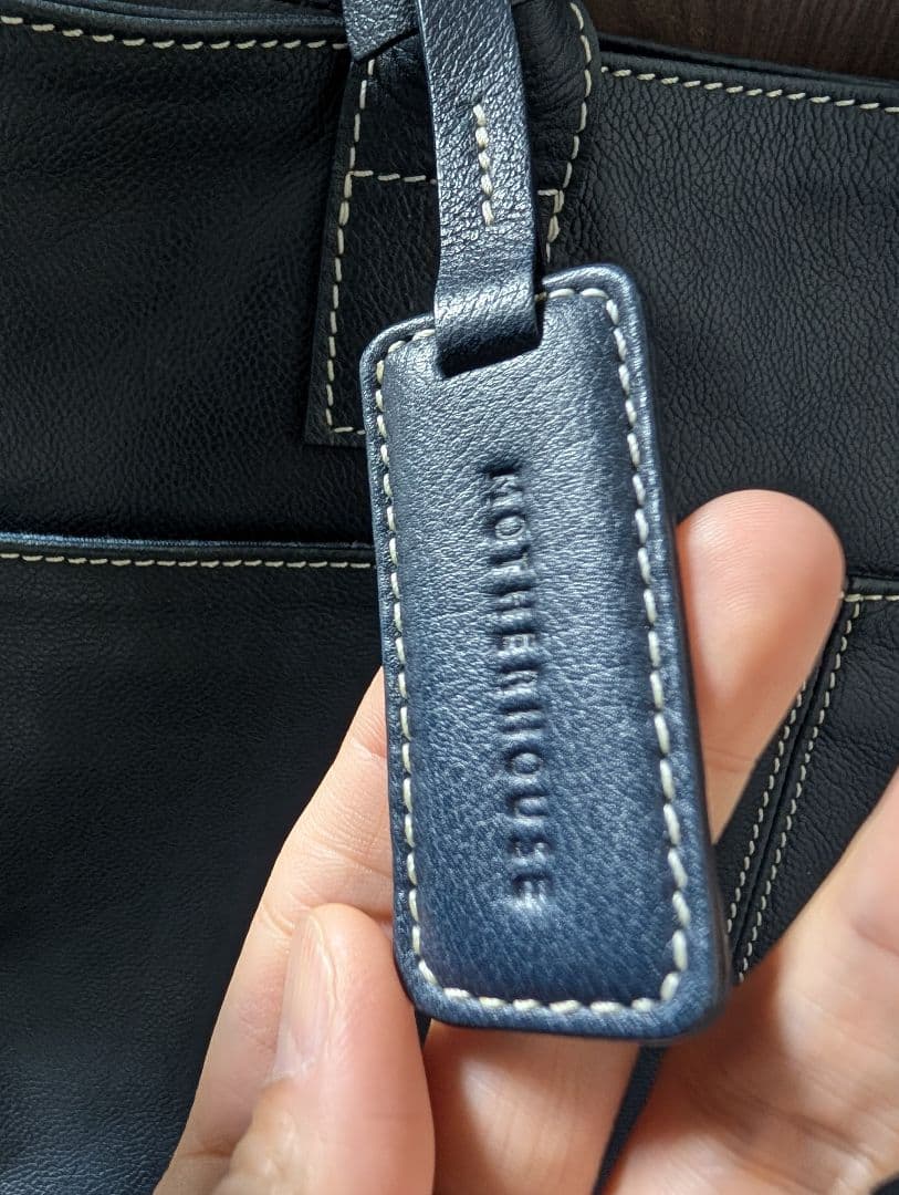 【極美品】マザーハウス トートバッグ 本革 ネイビー 間口2way A4収納可