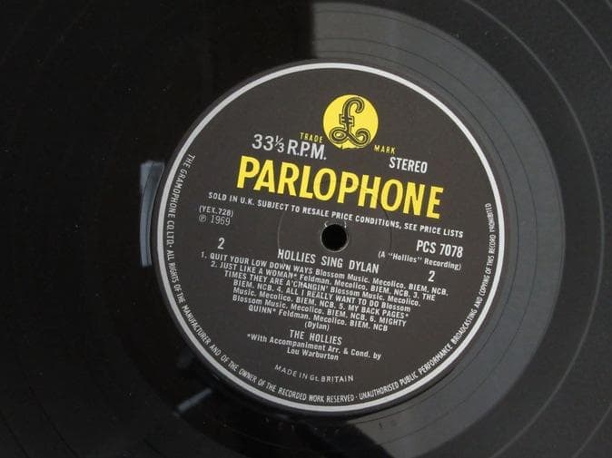 HOLLIES★Sing Dylan UK Y/B Parlophone ste