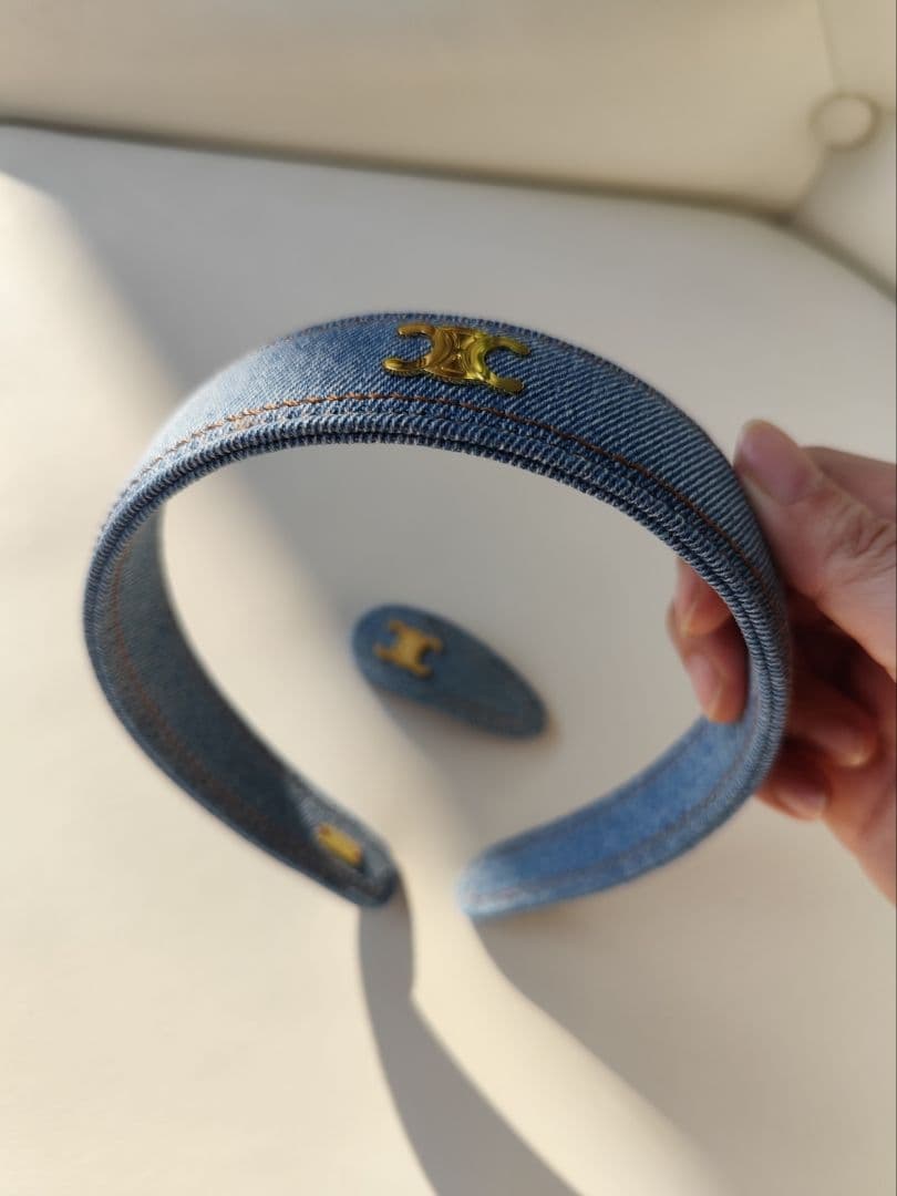 A。CELINE　デニムカチューシャとヘアクリップ2点セット