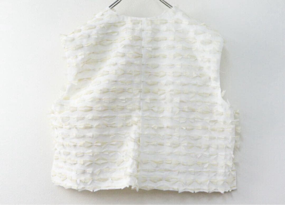 【美品】yori ミニリボンショートジレ36