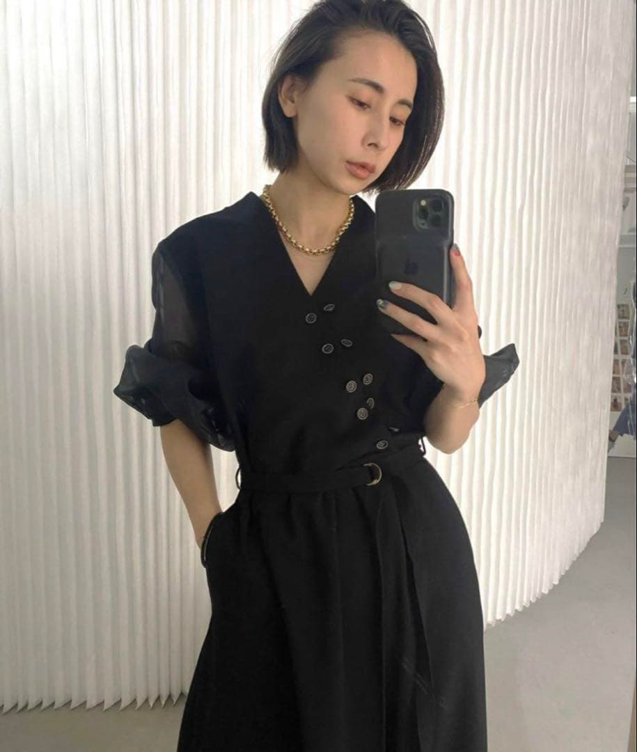 【値下げ】AMERI DOUBLE BUTTON ROMPERS ブラック S