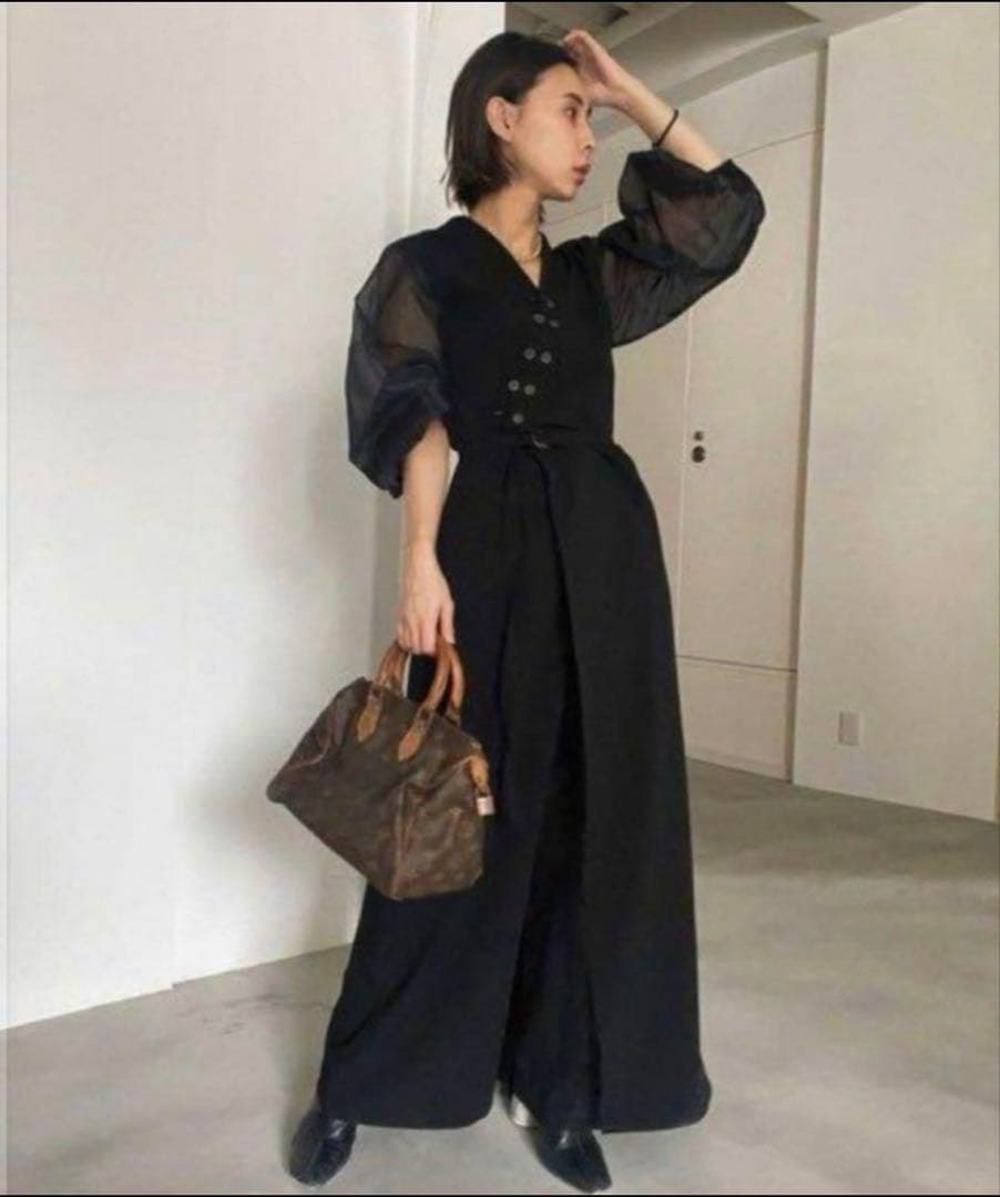 【値下げ】AMERI DOUBLE BUTTON ROMPERS ブラック S