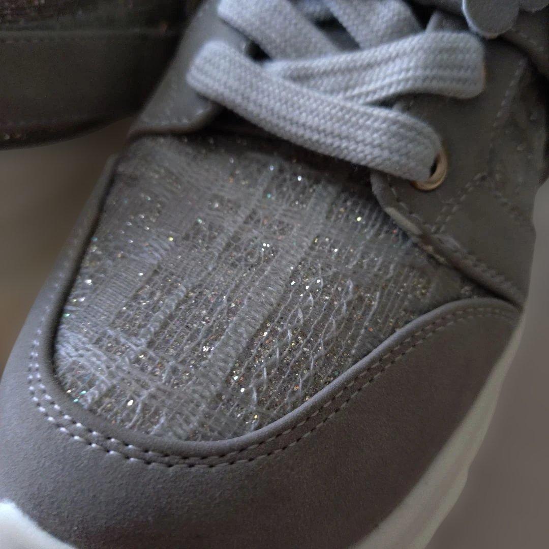 【専用】ESPERANZA 厚底スニーカー ツイード グレー フラワーベルト