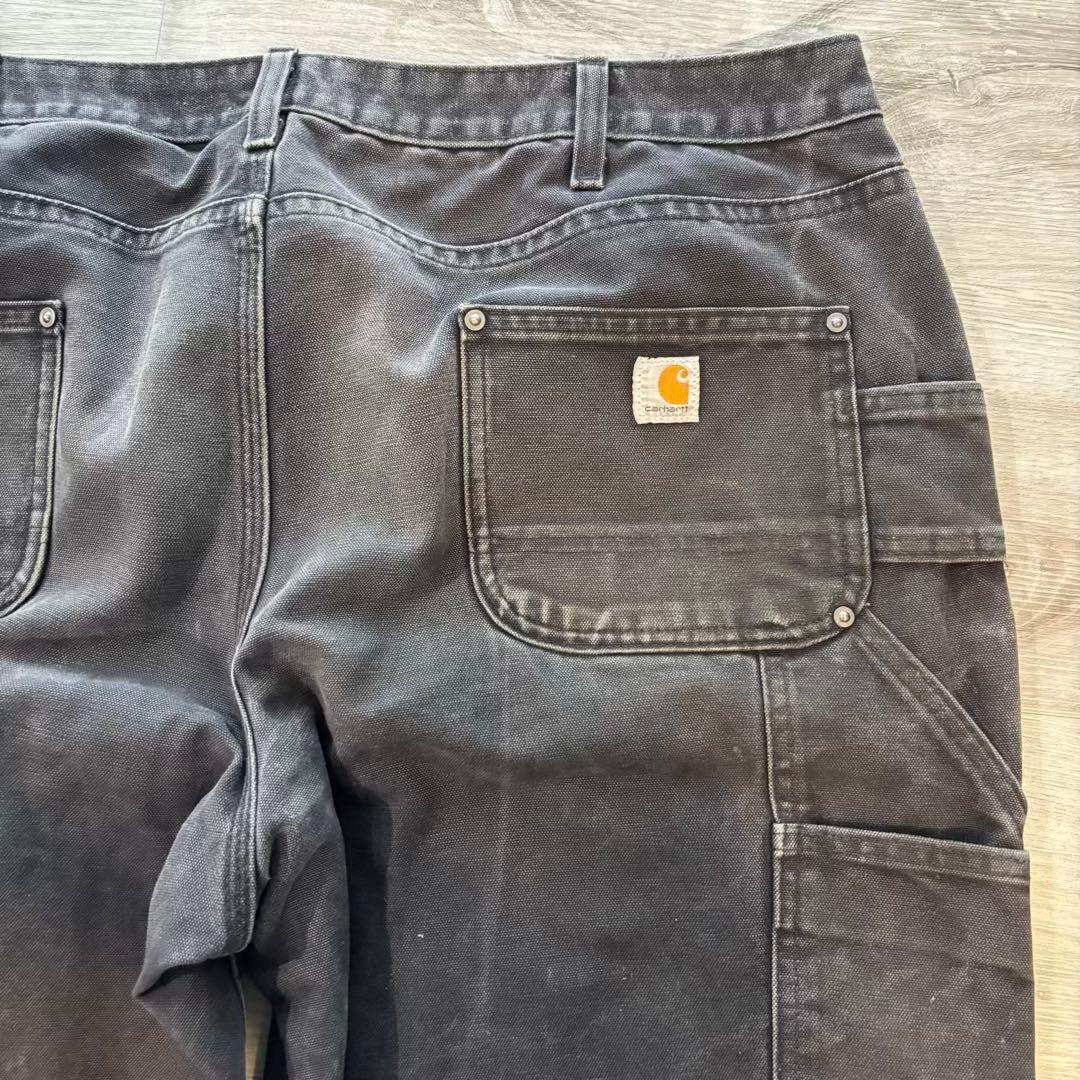 Carhartt ダブルニー極太シルエットフェードブラック ワークパンツ#532