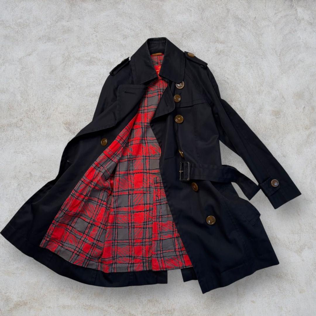 vivienne westwood トレンチコート チェック ブラック M
