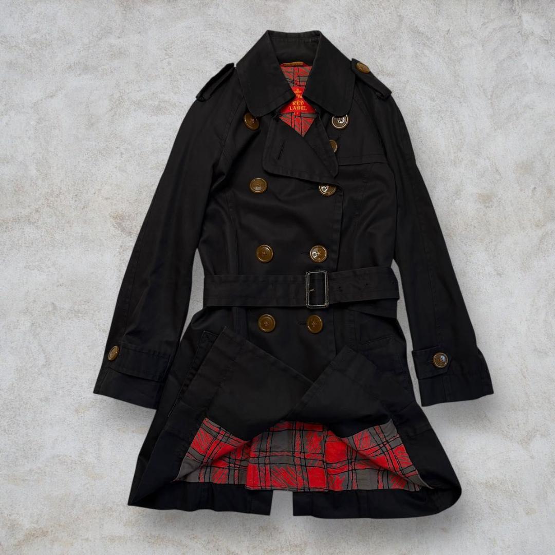vivienne westwood トレンチコート チェック ブラック M