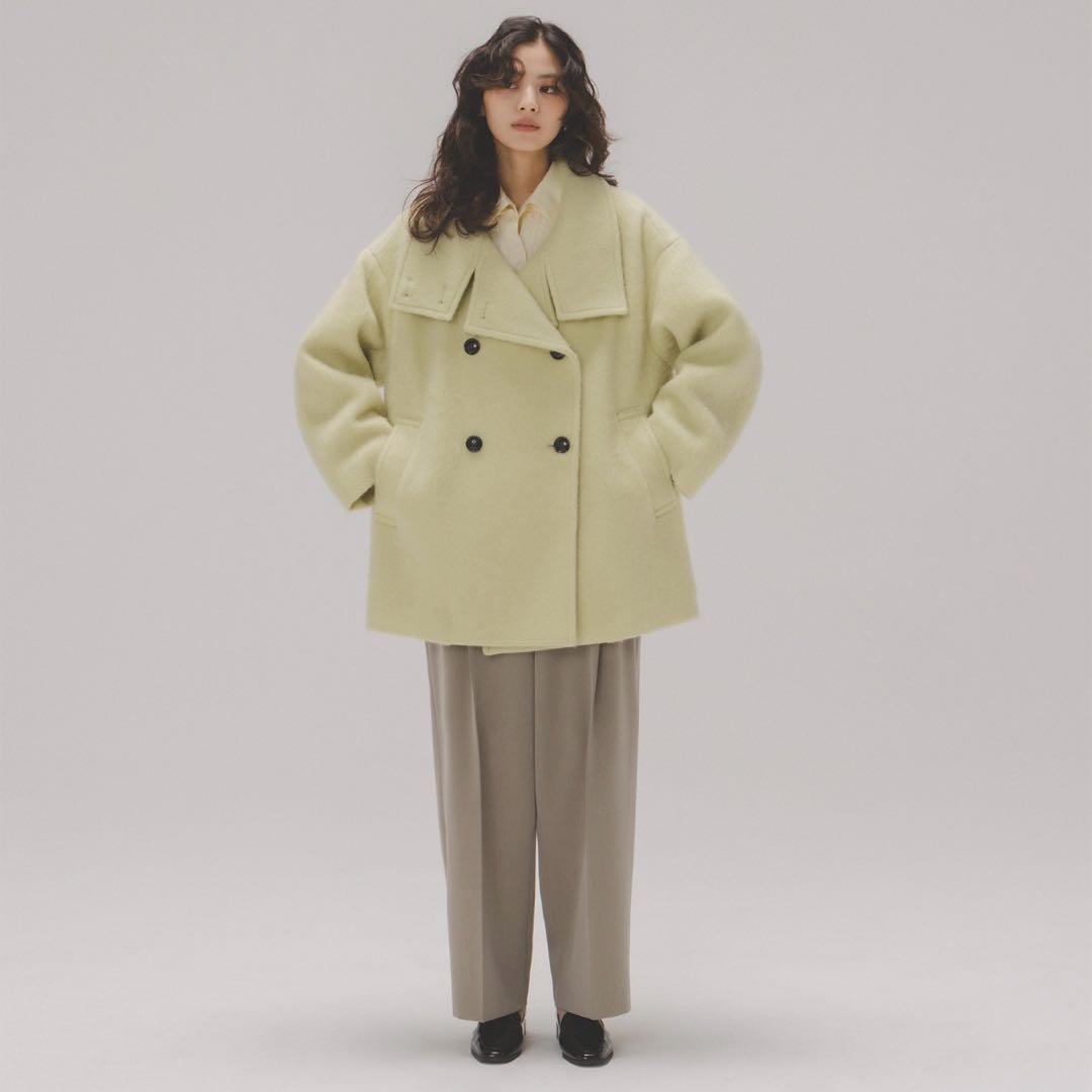 NATURAL BEAUTY BASIC スタンドネックシャギーミディコート S