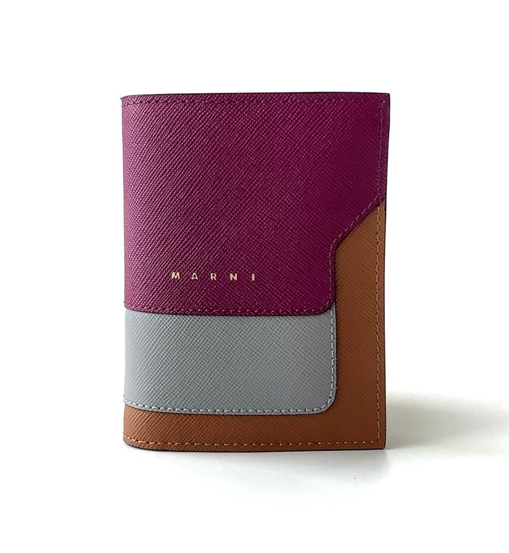 新品★マルニ★MARNlサフィアーノバイフォールドウォレット２つ折り財布★茶系