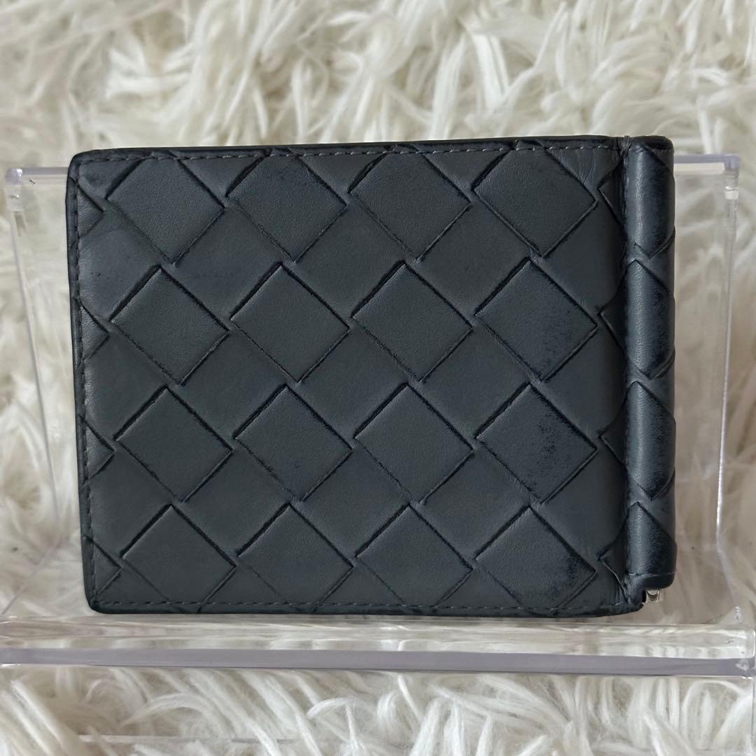 ボッテガヴェネタ マネークリップ 箱付き マキシイントレチャート レザー グレー