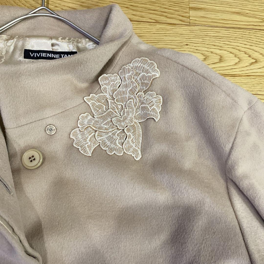 ヴィヴィアンタム ウールコート アンゴラ混 0 ベージュ美品 希少　刺繍