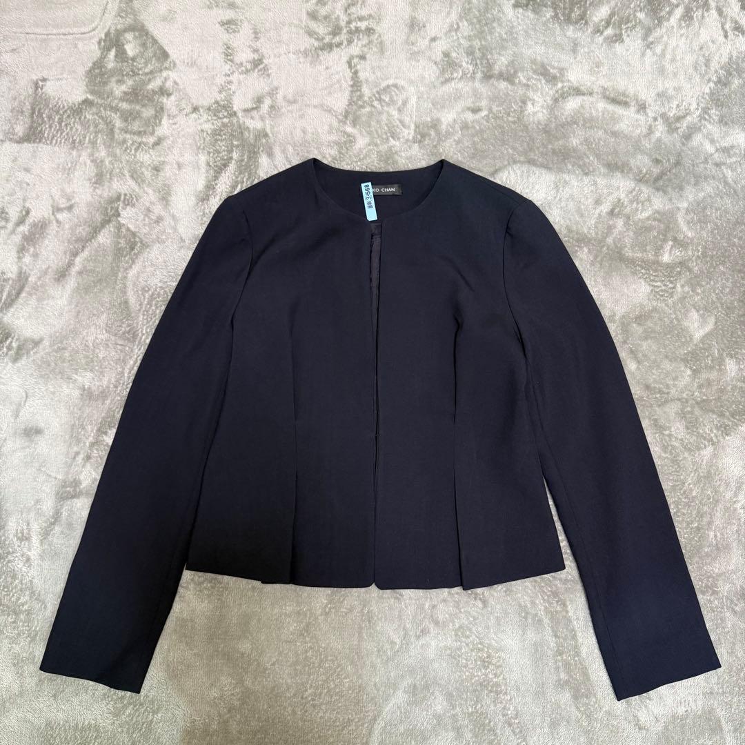 YOKOCHAN ヨーコチャン　ネイビー ノーカラージャケット 36