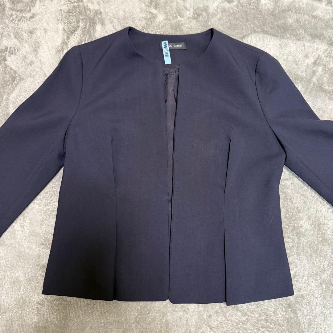 YOKOCHAN ヨーコチャン　ネイビー ノーカラージャケット 36