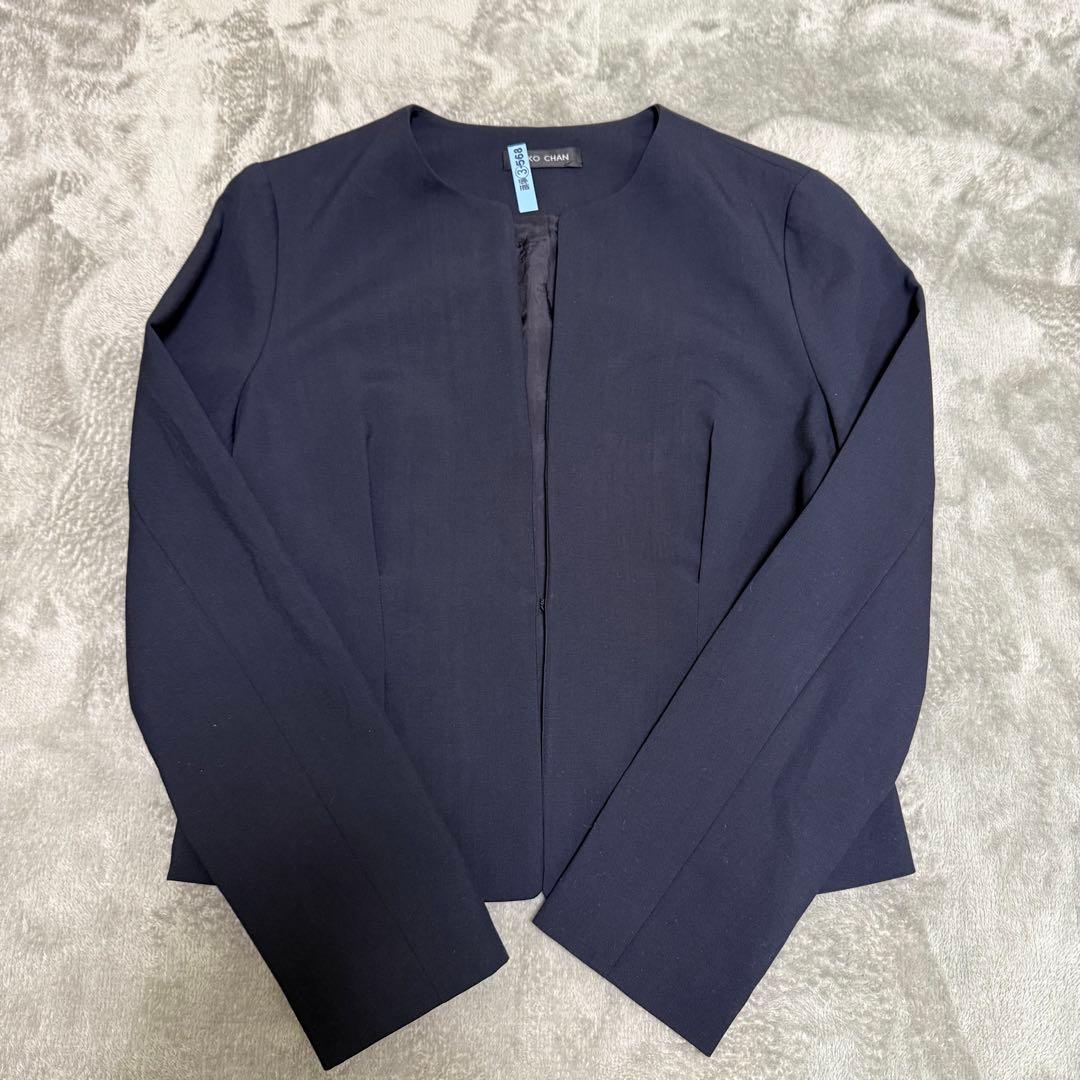 YOKOCHAN ヨーコチャン　ネイビー ノーカラージャケット 36