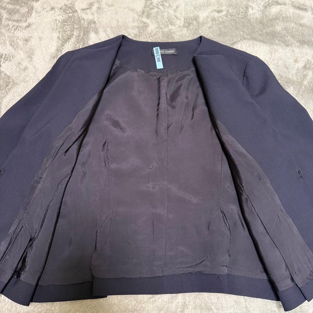 YOKOCHAN ヨーコチャン　ネイビー ノーカラージャケット 36