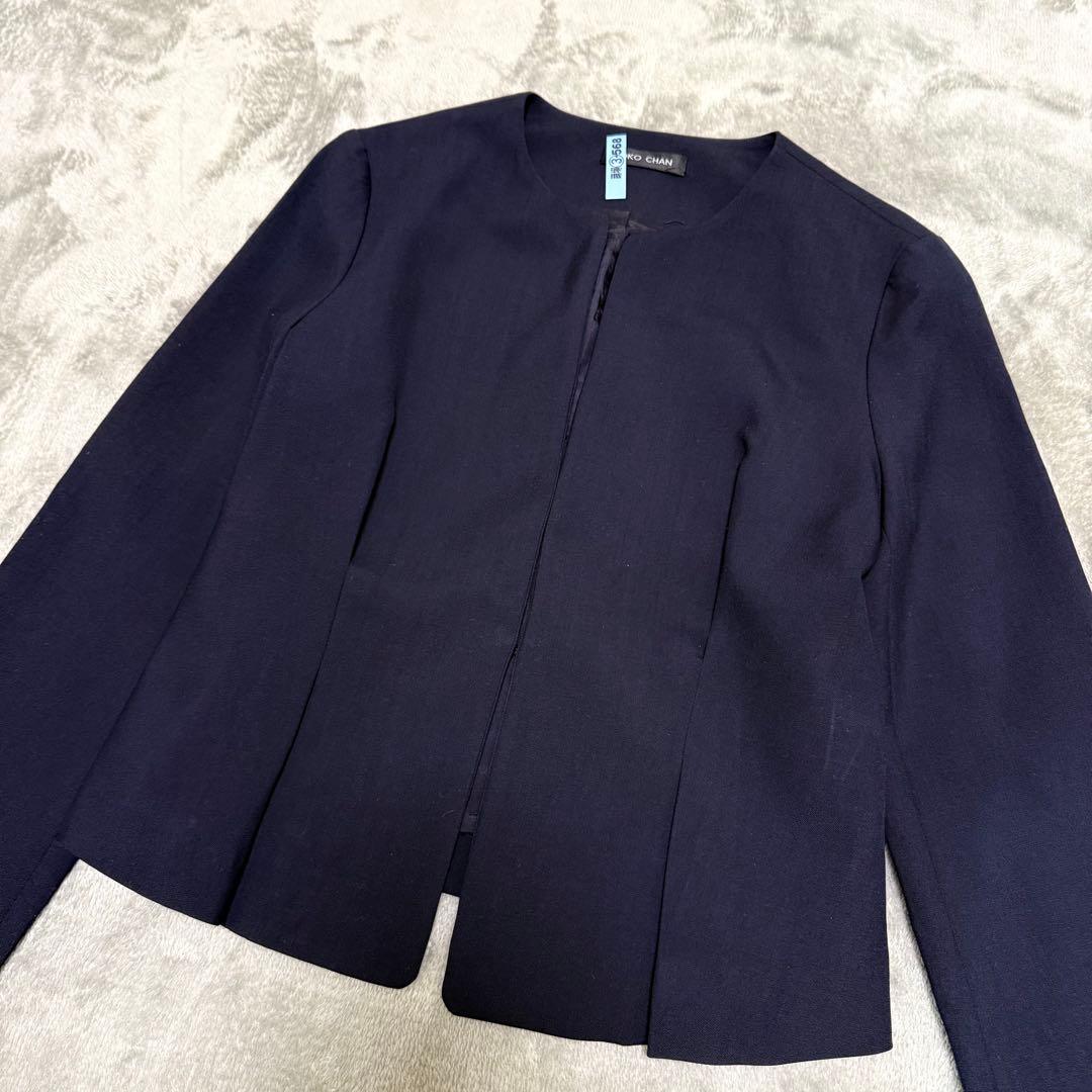 YOKOCHAN ヨーコチャン　ネイビー ノーカラージャケット 36