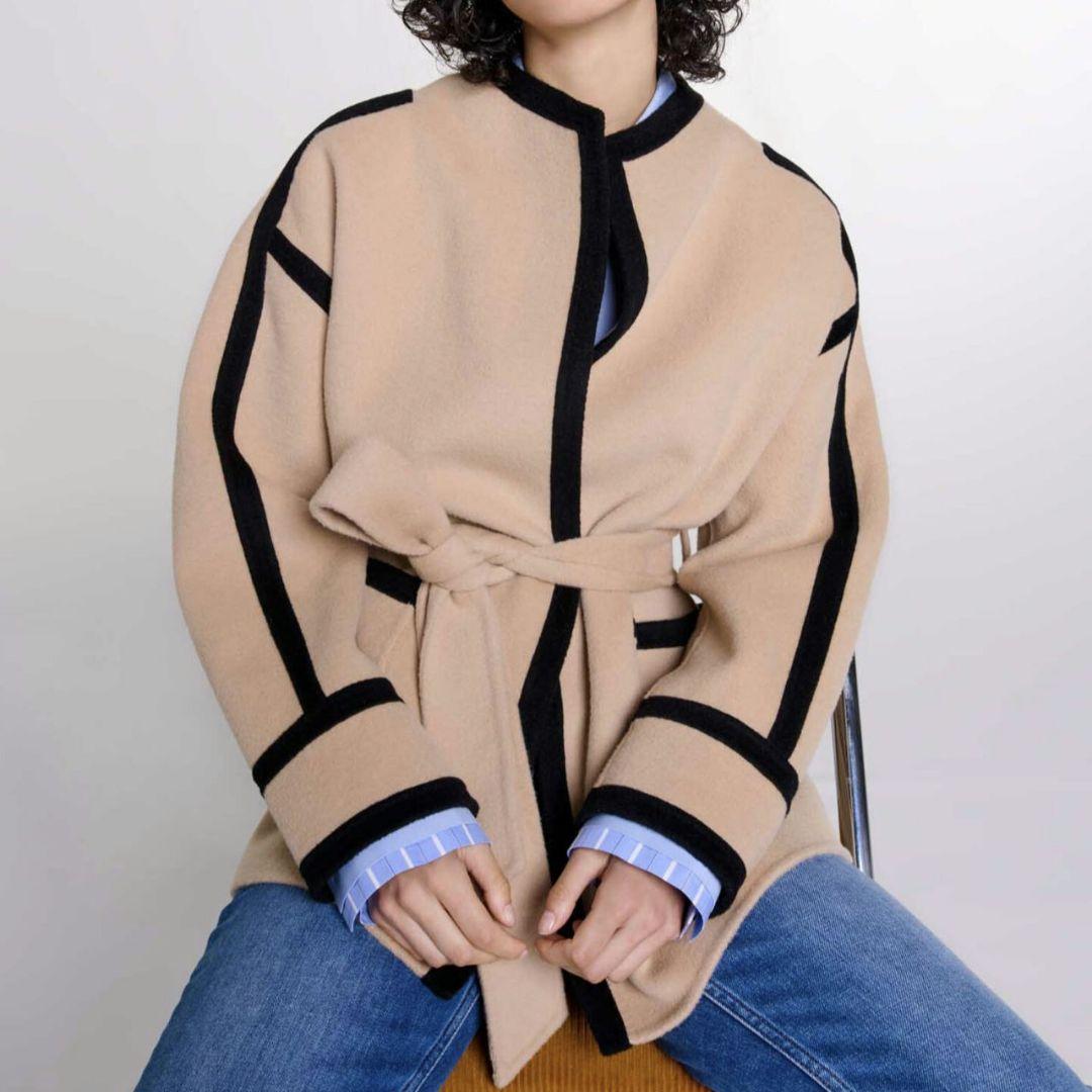 maje ツートーンバイカラー ノーカラージャケット 定価$685　サイズ36