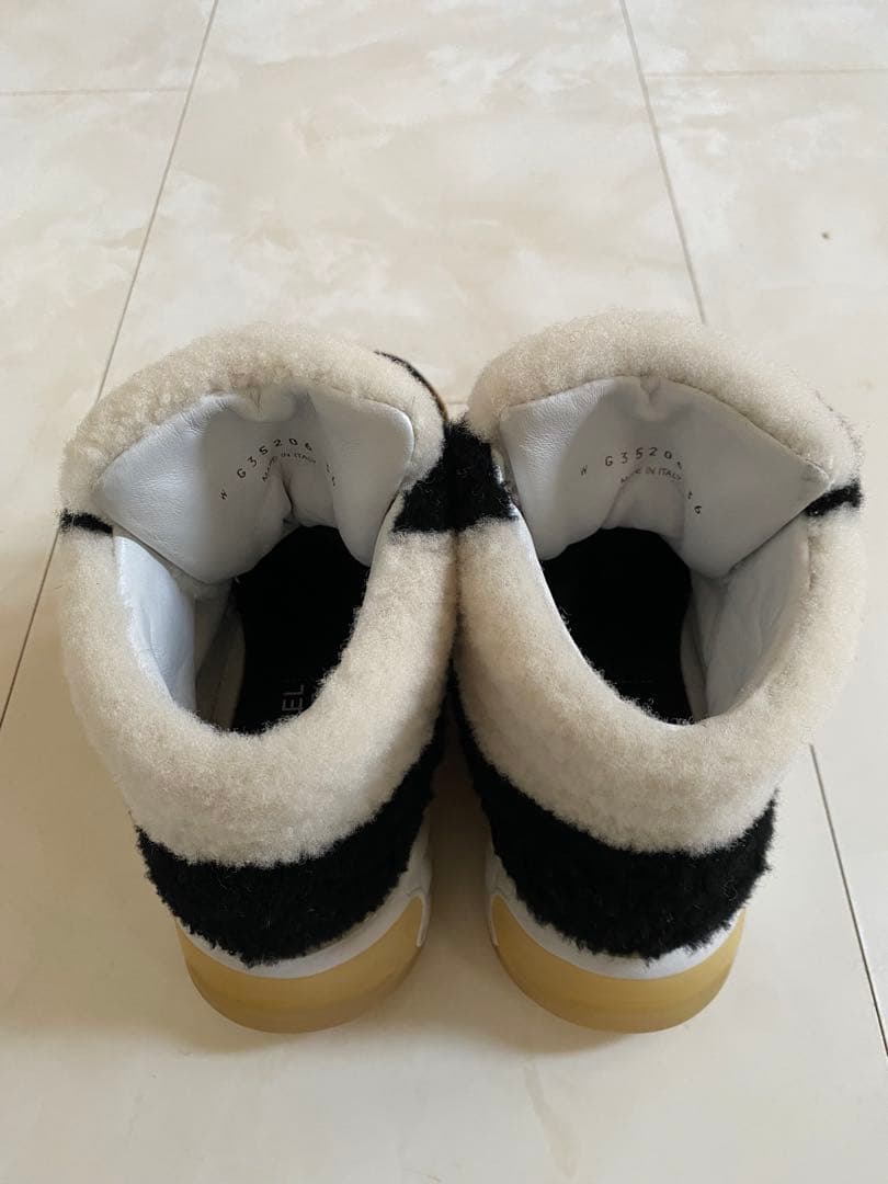 美品 シャネル ムートン ハイカット スニーカー 36 23cm CHANEL