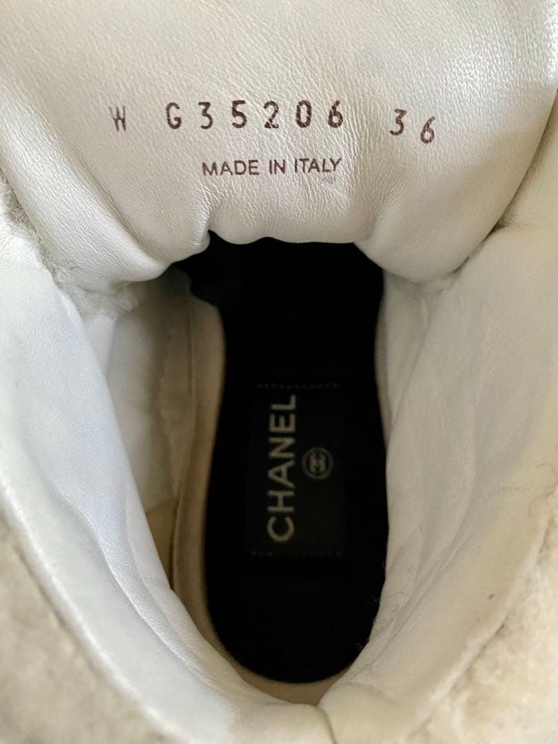 美品 シャネル ムートン ハイカット スニーカー 36 23cm CHANEL
