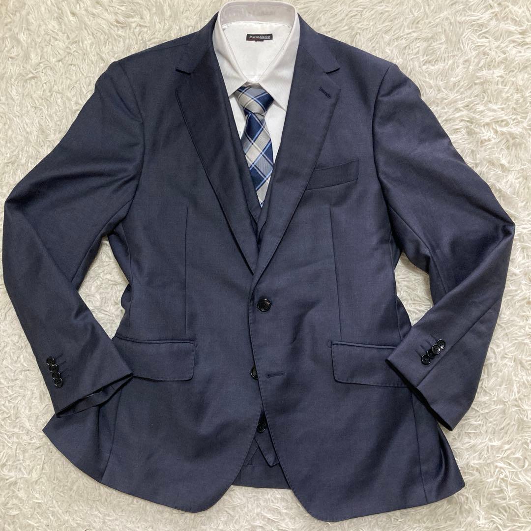 銀座グローバルスタイル セットアップ スーツ L 3ピース ネイビー ビジネス