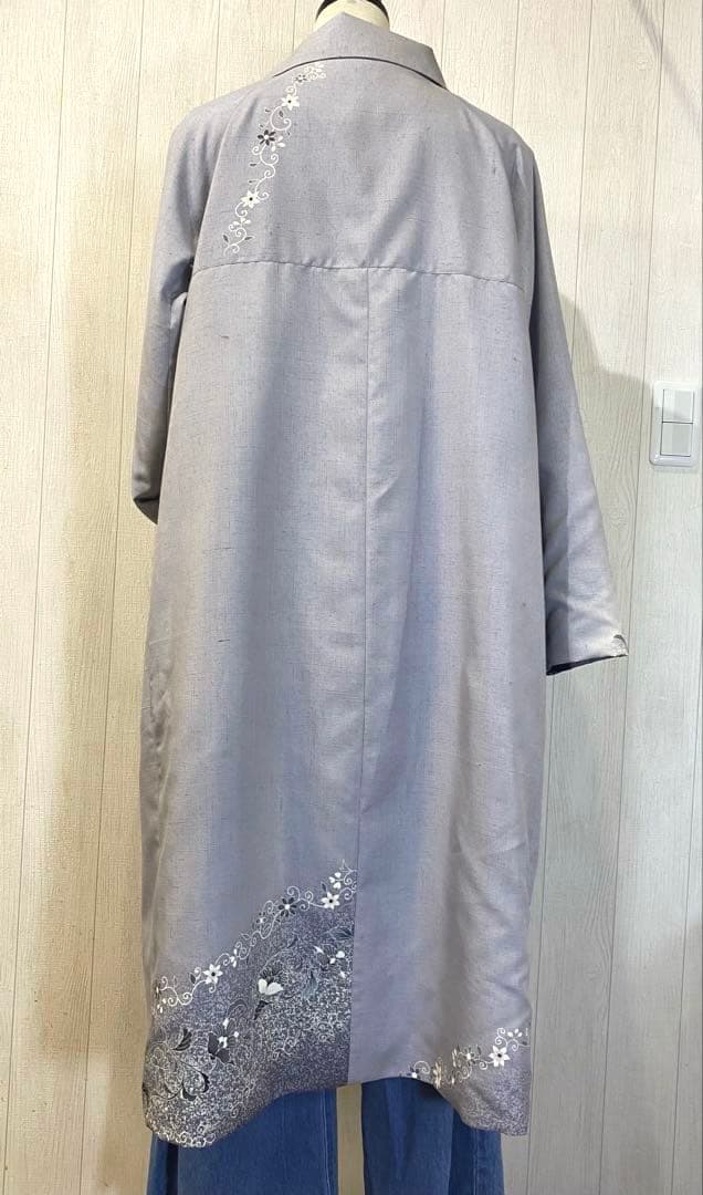 正絹紬 訪問着 白大島紬 リバーシブル コート