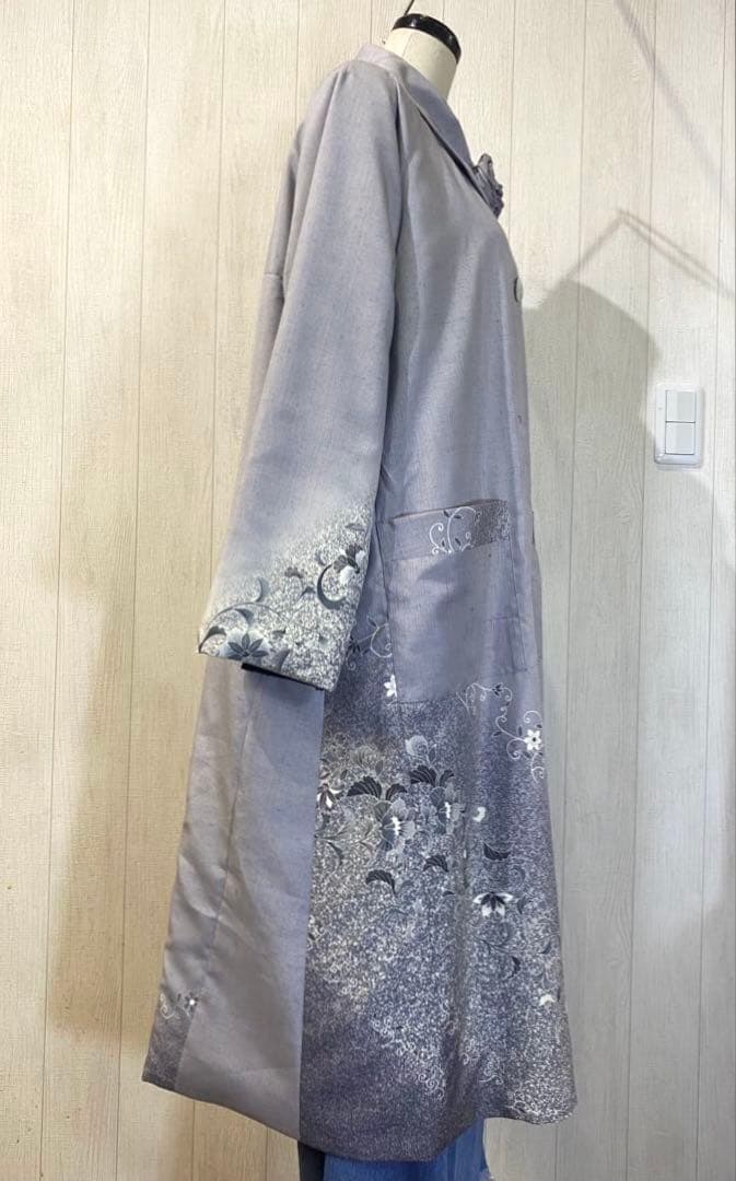 正絹紬 訪問着 白大島紬 リバーシブル コート