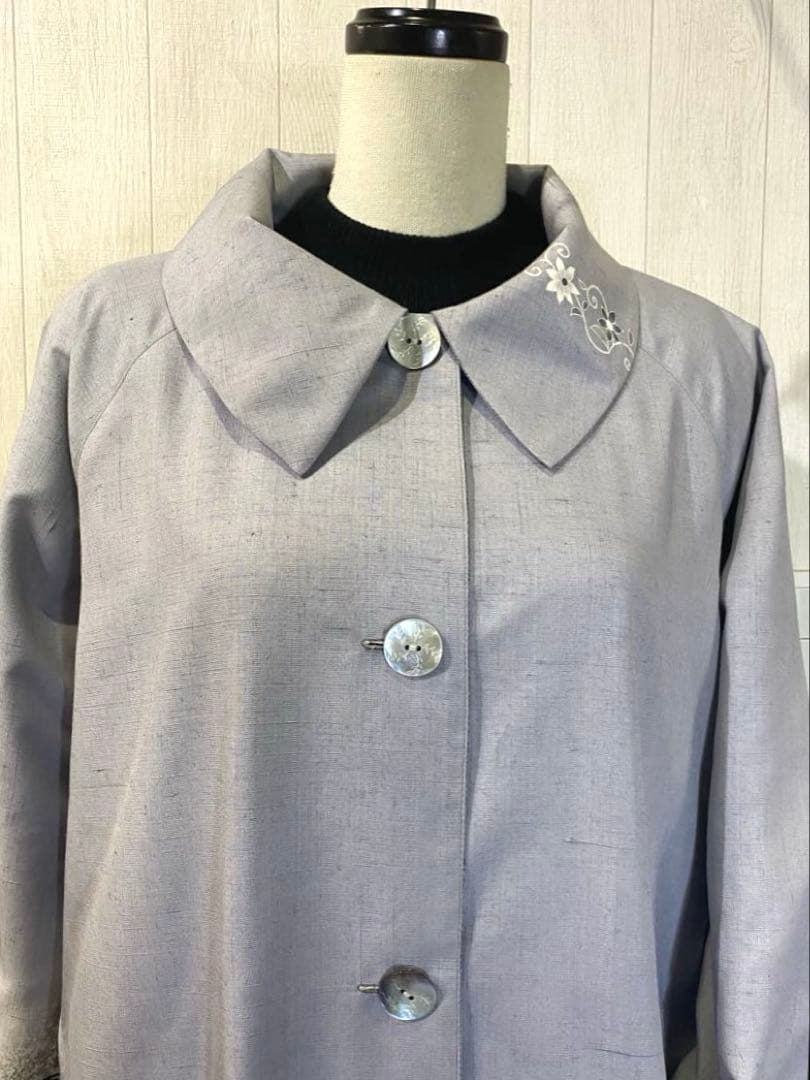 正絹紬 訪問着 白大島紬 リバーシブル コート