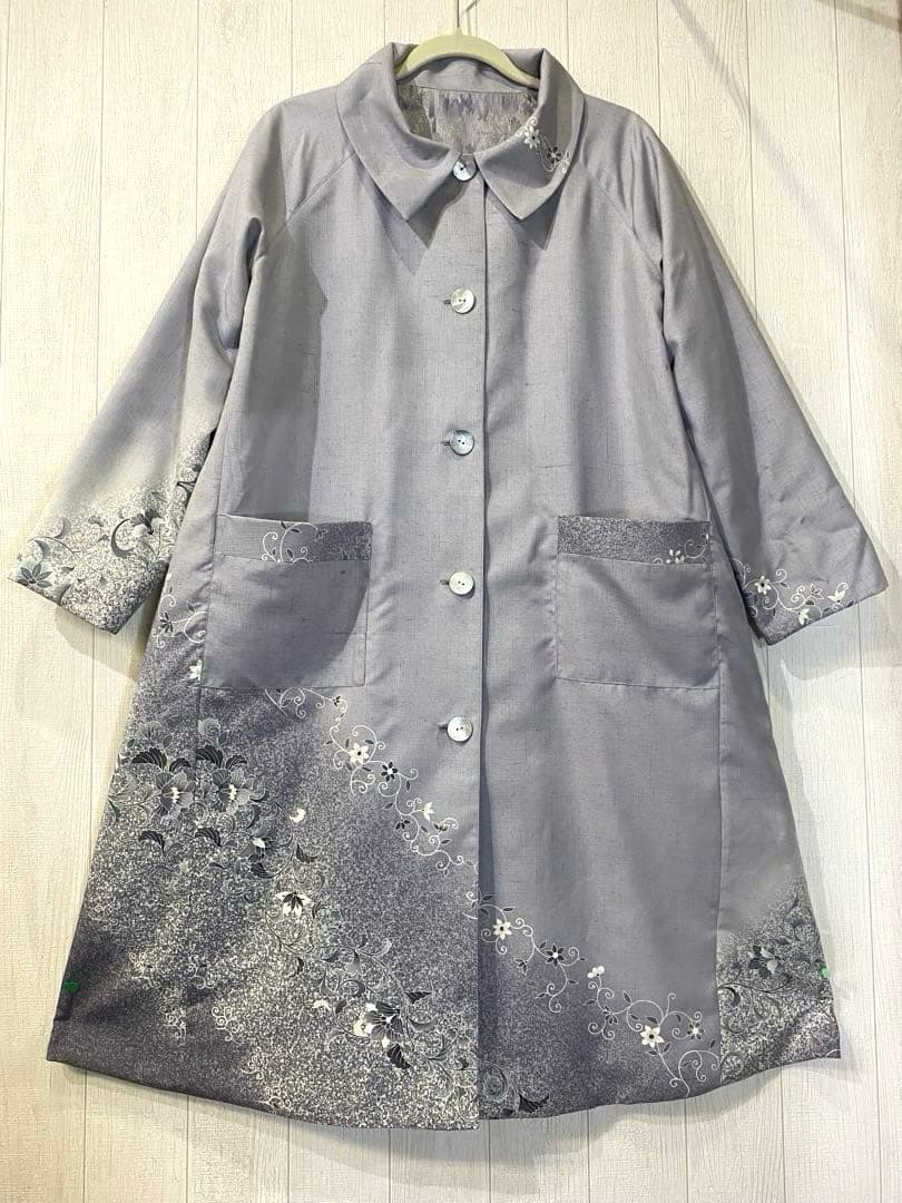 正絹紬 訪問着 白大島紬 リバーシブル コート