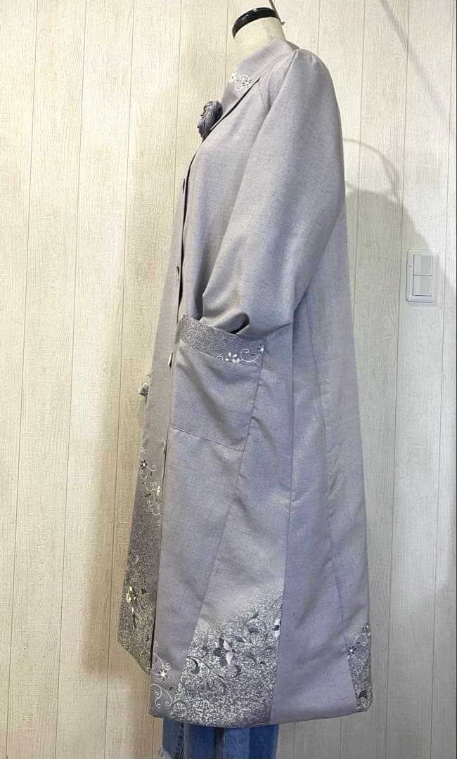 正絹紬 訪問着 白大島紬 リバーシブル コート