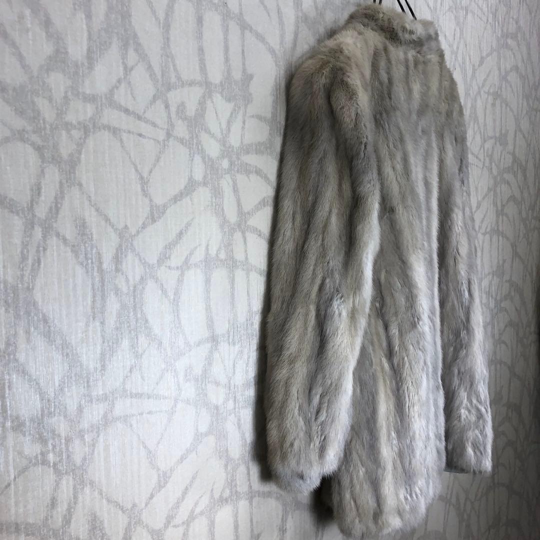 毛皮　ミンク感　グレー　ファーコート　高級感 R