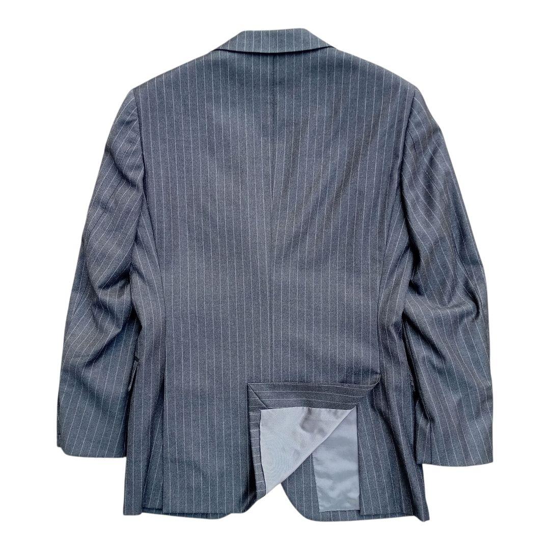 美品 ビームスF フランネルチョークストライプスーツ チャコールグレー 44