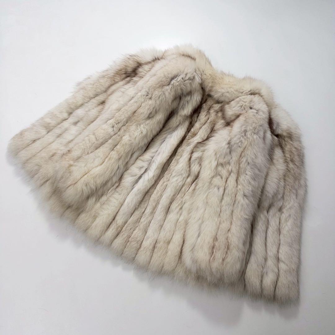 ふわふわ◎ブルーフォックス ファーコート 大きめサイズ　レディース　青狐　本毛皮