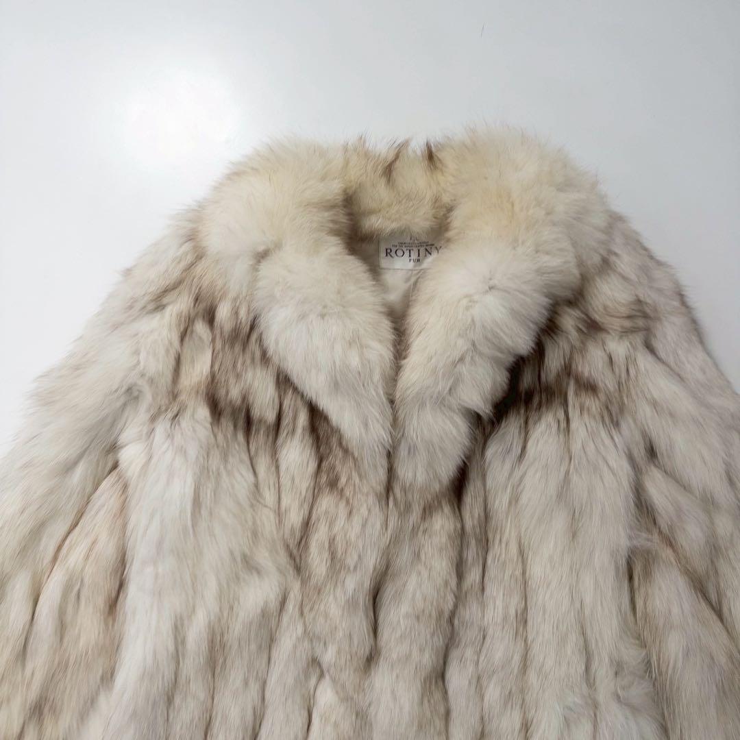 ふわふわ◎ブルーフォックス ファーコート 大きめサイズ　レディース　青狐　本毛皮