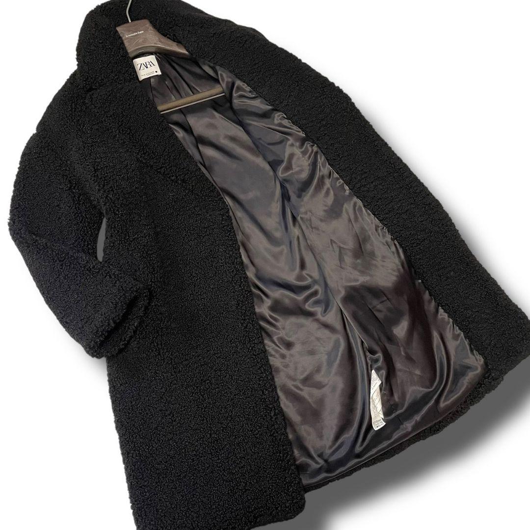 【完売品】ZARA テディベアコート オーバサイズ M〜L相当 ブラック 女優襟