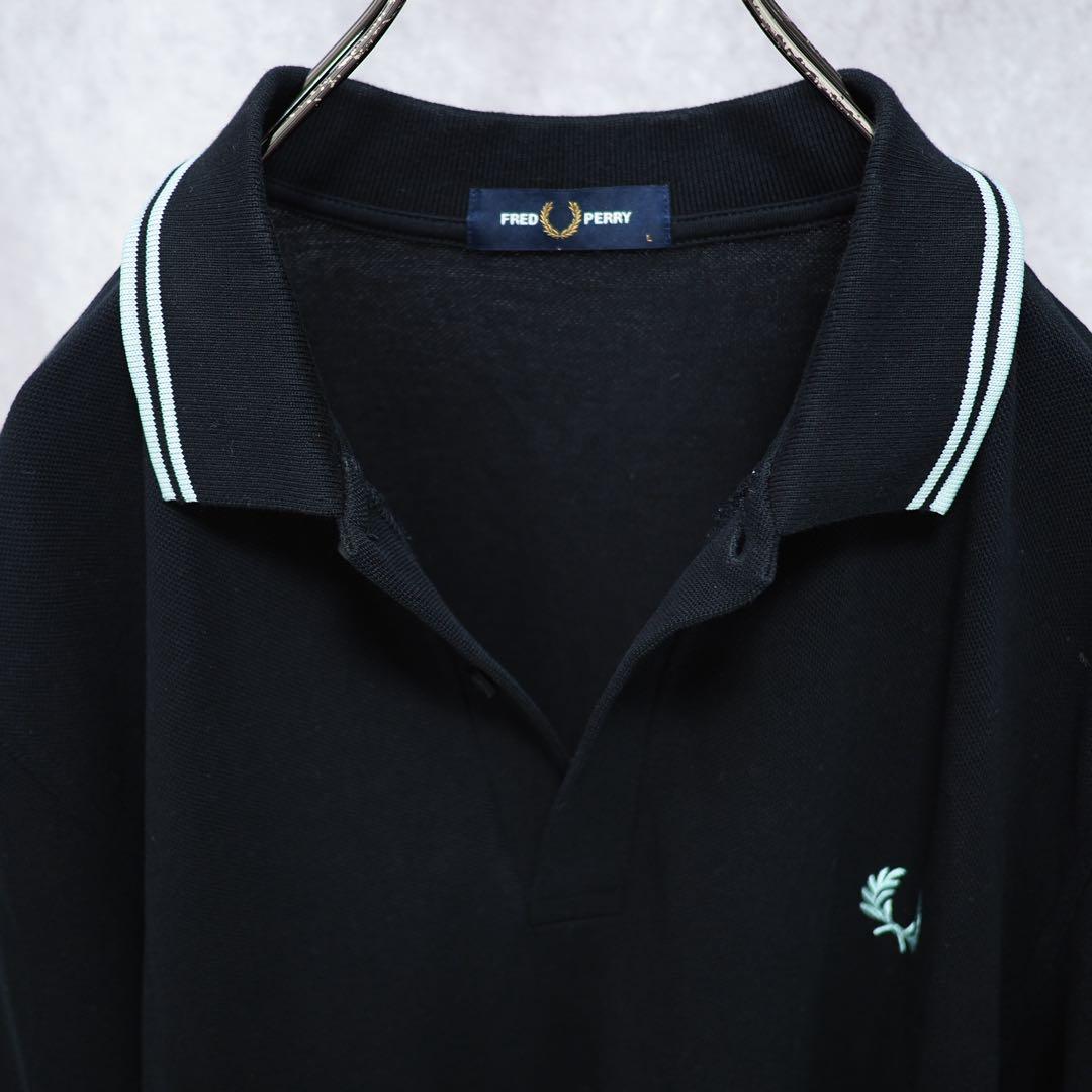 FRED PERRY｜M3636 ロングスリーブポロ（Black/Mint・L）