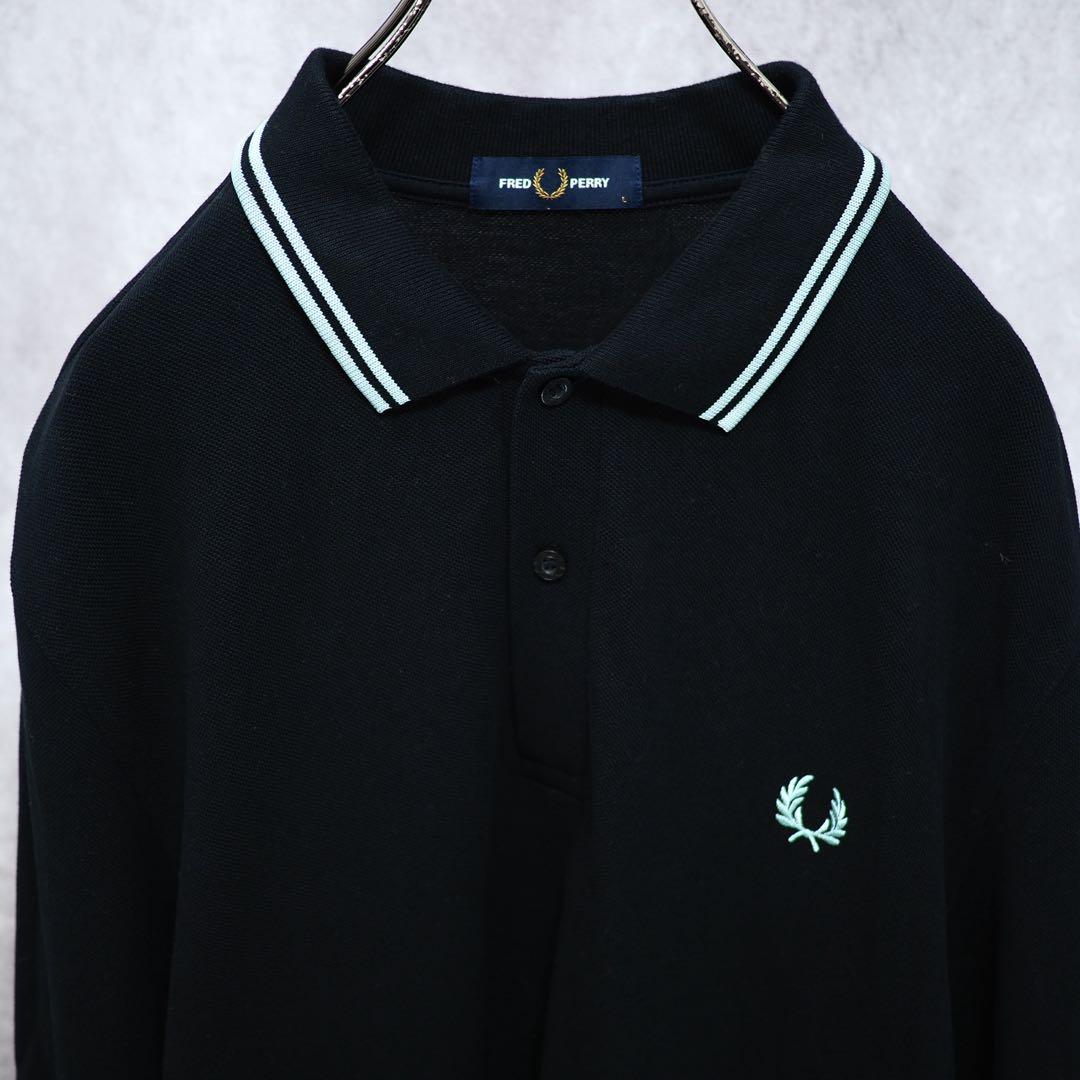 FRED PERRY｜M3636 ロングスリーブポロ（Black/Mint・L）