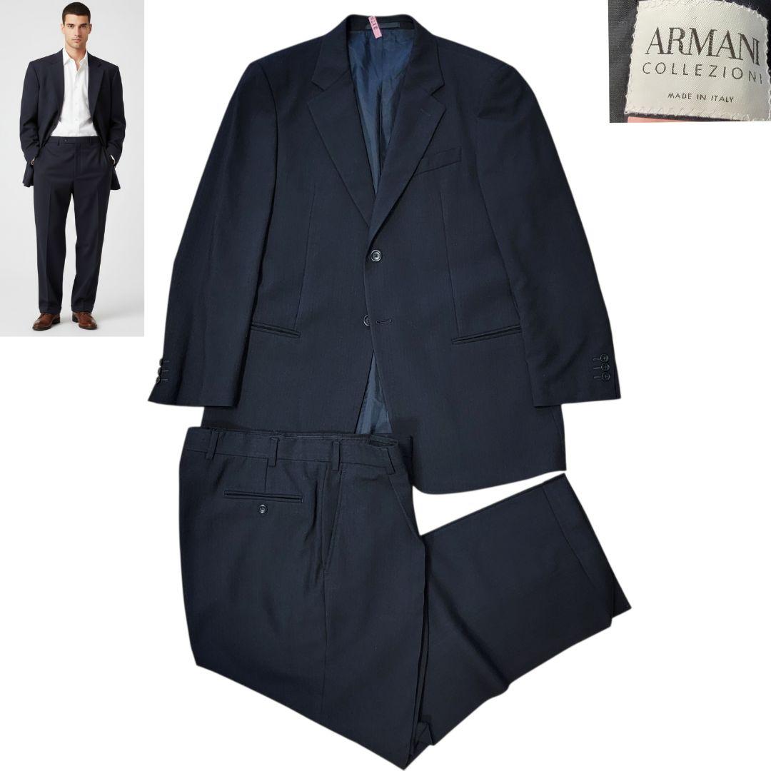 ​最高級 伊製 アルマーニコレッツォーニ セットアップ スーツ 黒 52 XL