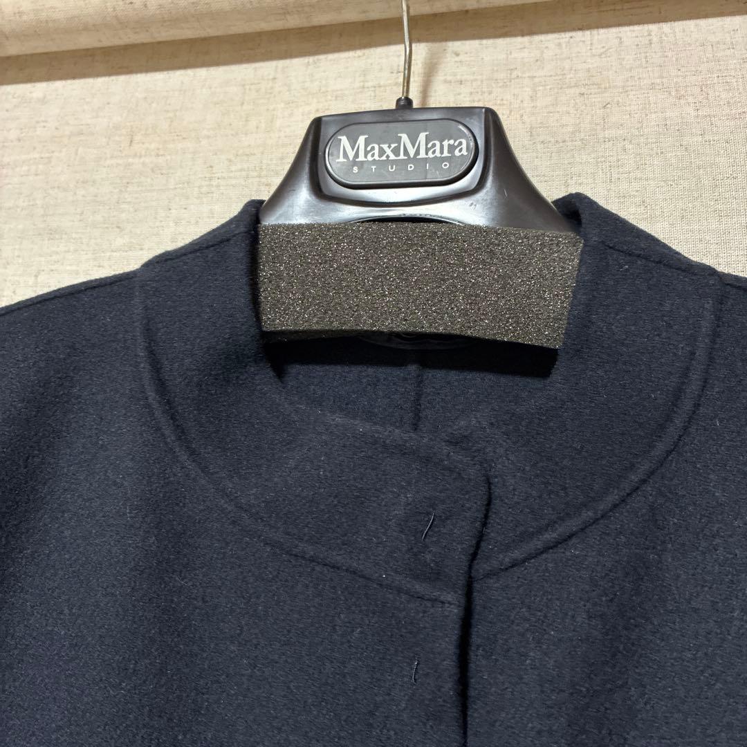 s MAXMARA ネイビー　一枚仕立て　2wayコート　取り外し可能　ビジュー