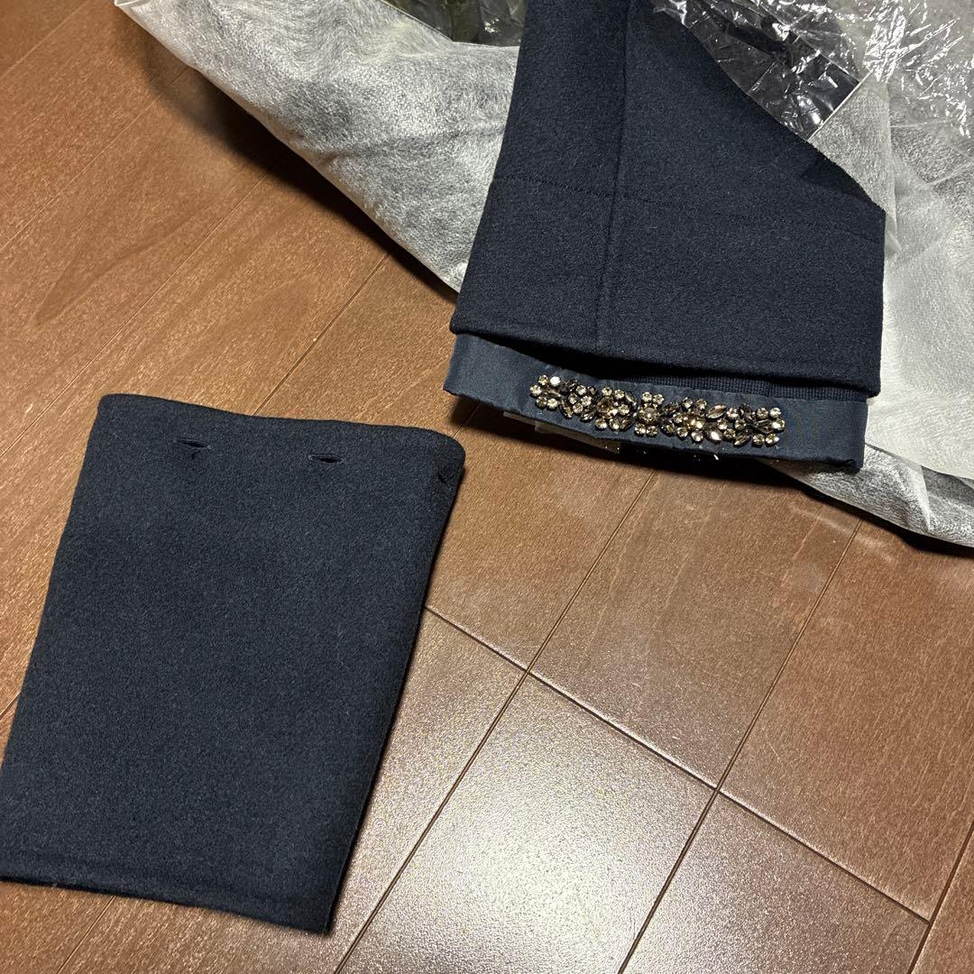 s MAXMARA ネイビー　一枚仕立て　2wayコート　取り外し可能　ビジュー