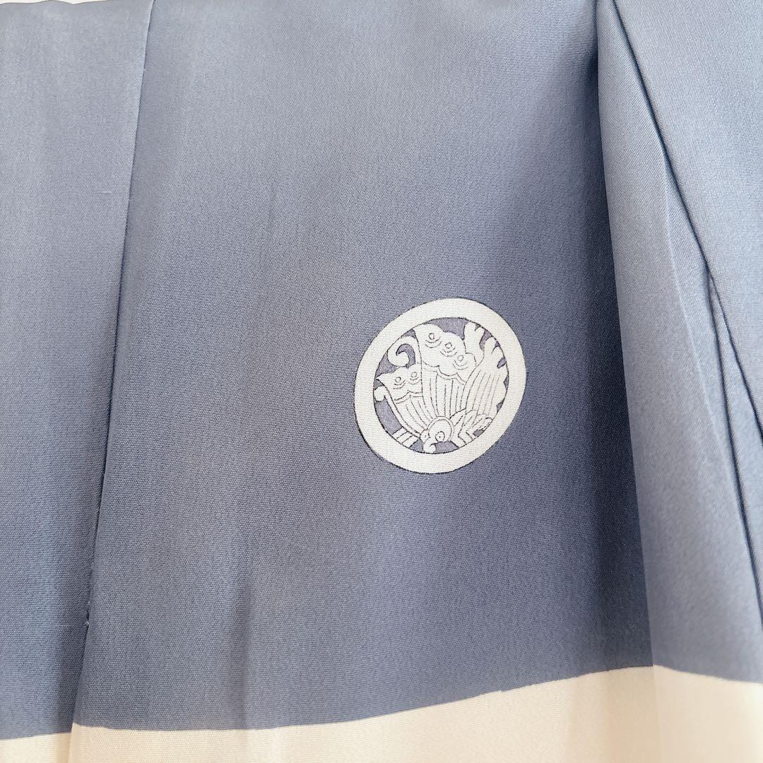 七五三　５歳　男の子　男児　正絹着物　袴　セット　子供着物　青　紺　雪駄　角帯