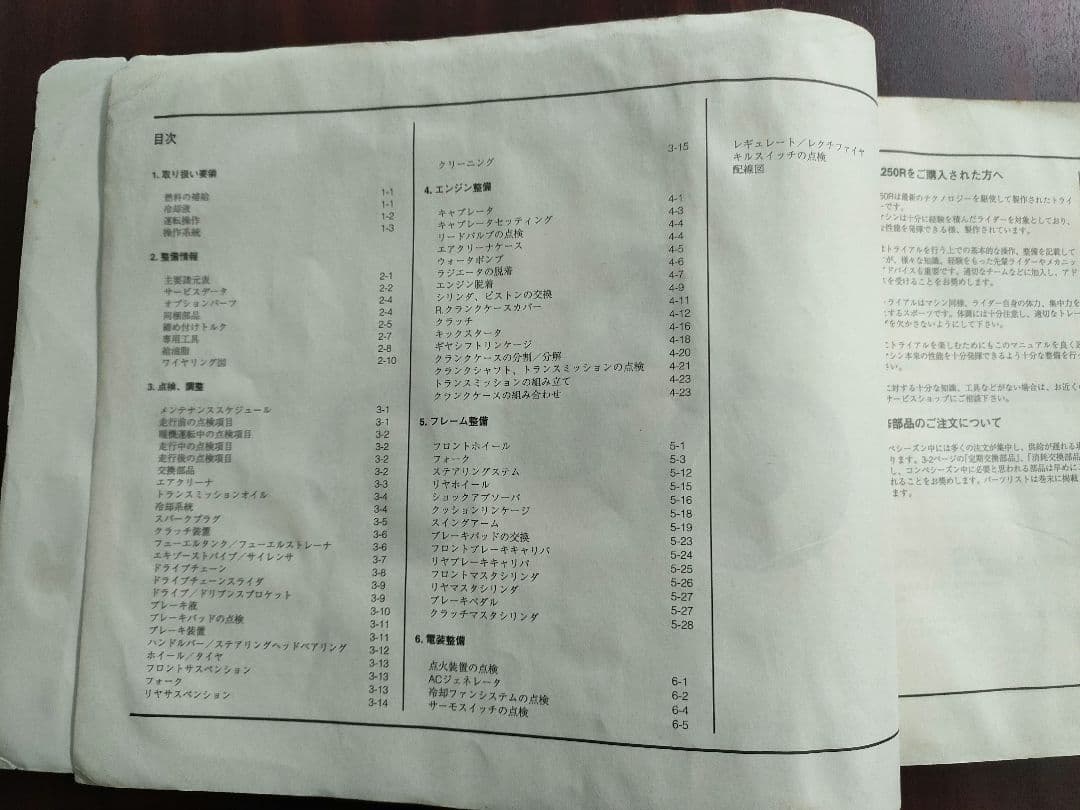 HRC 97-RTL250R 純正オーナーズマニュアル兼パーツリスト