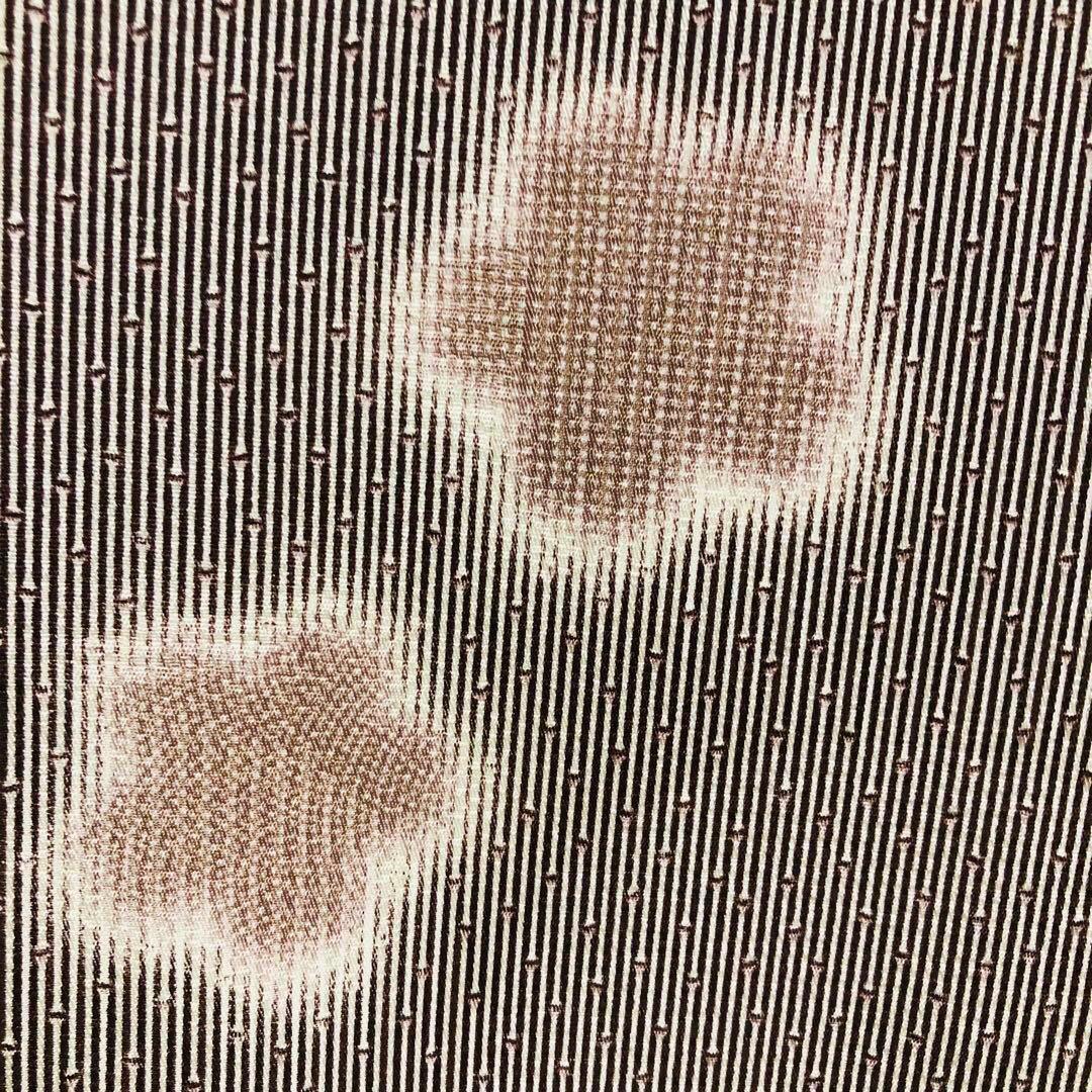 【美品　トールサイズ】江戸小紋　竹縞　桜　正絹　袷　裄丈70 身丈172