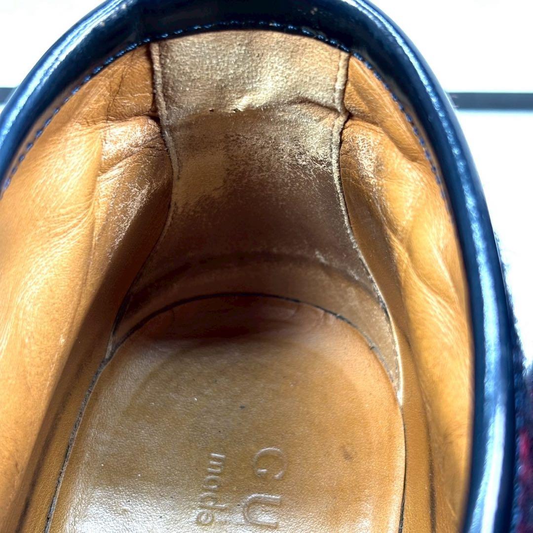 GUCCI グッチ　ブーツ　ホースビット　ローファー　ウール　GG ネイビー